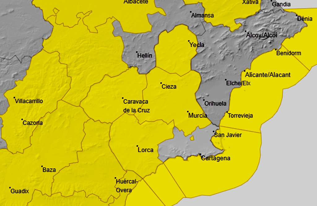 El Valle del Guadalentn, en alerta amarilla por vientos que pueden alcanzar hasta los 80 km/hora
